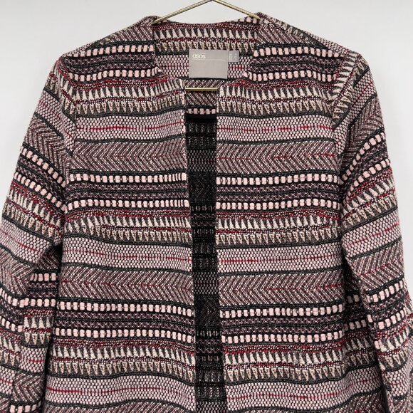 ASOS Women’s Open Front Duster Textured Jacket Multicolored Geometric Pattern 6 - Picture 2 of 12